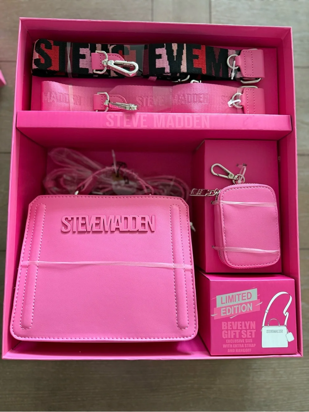 Steve Madden Bright Pink Beverly Gift Set - Crossbody, Strap & Pouch